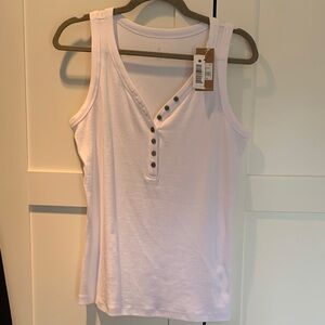 NWT White Sleeveless Henley Women's Top